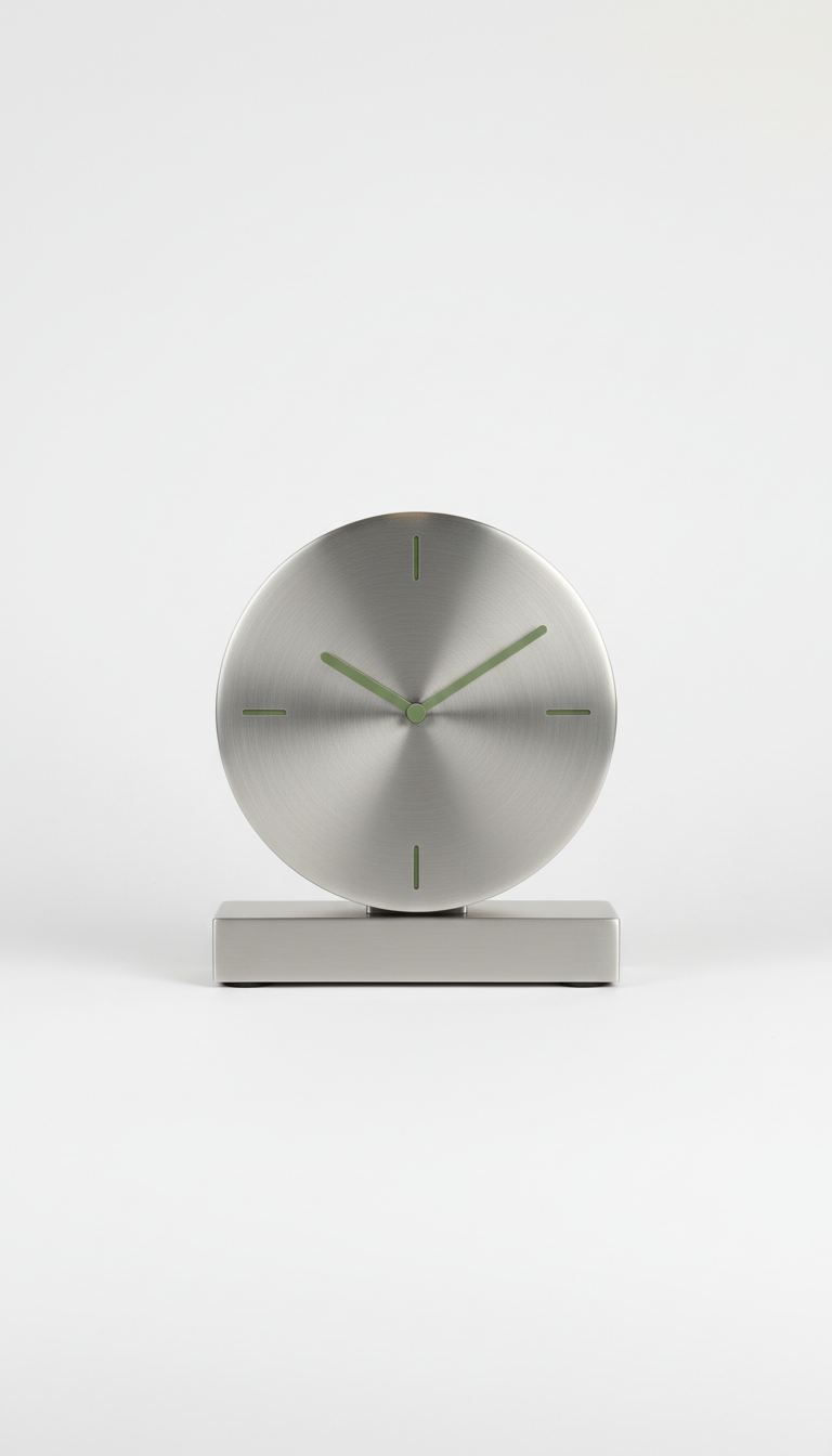 Brushed metal desk clock
